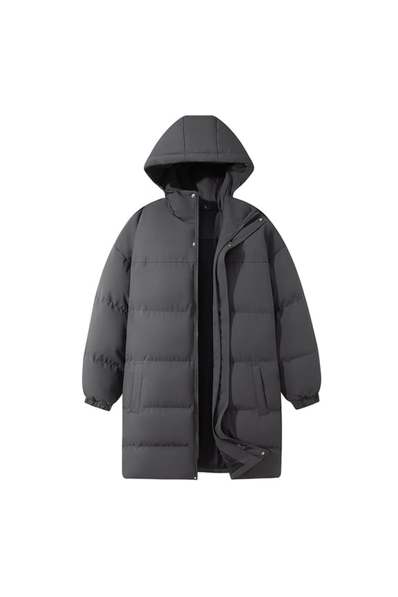Men Long Puffer Jacket Insulated Waterproof Coat Plus Size Packable Down Outwear Zip Up Quilted Jackets with Pockets