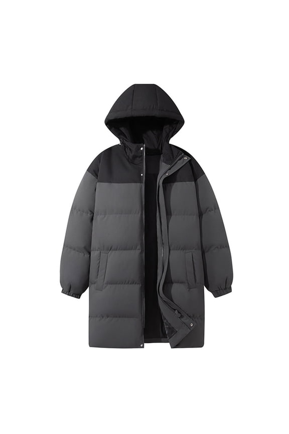 Men Long Puffer Jacket Insulated Waterproof Coat Plus Size Packable Down Outwear Zip Up Quilted Jackets with Pockets