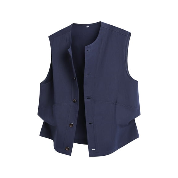 DAFPZW Men's Casual Cotton Utility Vest Button Up Outdoor Pocketed Waistcoat Casual Sleeveless Pocket Work Tank Tops