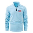 thumbnail image 1 of DAFPZW Men's Casual Long Sleeve T-Shirt Flag Print Quarter Zip Wander Shirt Texture Turtleneck Outdoors Party Pullover, 1 of 6