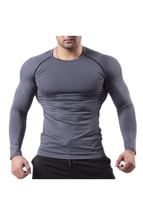 Men's Compression Shirts Long Sleeve Cool Dry Workout Athletic Base Layer Undershirt for Running Basketball Cycling