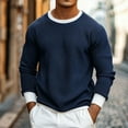 thumbnail image 1 of DAFPZW Men's Crewneck Sweater Top Textured Pullover Sweaters Soft Midweight Color Patchwork Spring Knitted Shirts, 1 of 7