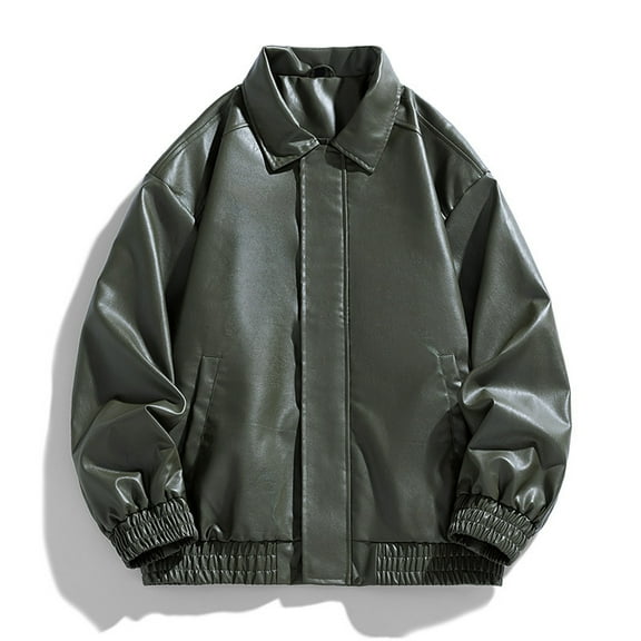 DAFPZW Men's Faux Leather Casual Jacket Vintage Bomber Jacket Flight Jackets Stylish Fashion Motorcycle Leather Jackets Coat