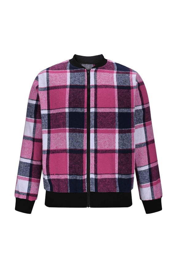 Men's Flannel Casual Varsity Jacket Vintage Lightweight Plaid Bomber Jackets Fall Long Sleeve Zip Up Fashion Coat