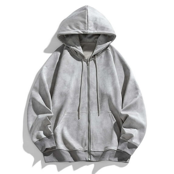 DAFPZW Men's Fleece Full-Zip Acid Wash Hoodie Sweatshirt Vintage Oversized Casual Suede Fall Jacket Hooded Streetwear