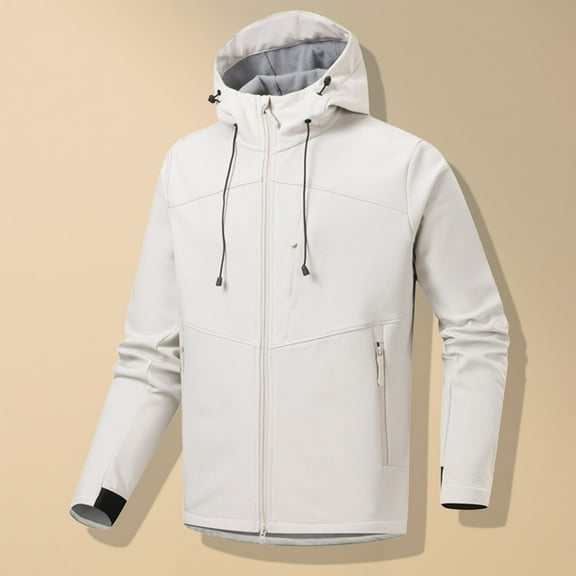 DAFPZW Men's Fleece Lined Jacket Waterproof Running Cycling Golf Hiking Gear Hood Zipper Pockets Outwear Jackets