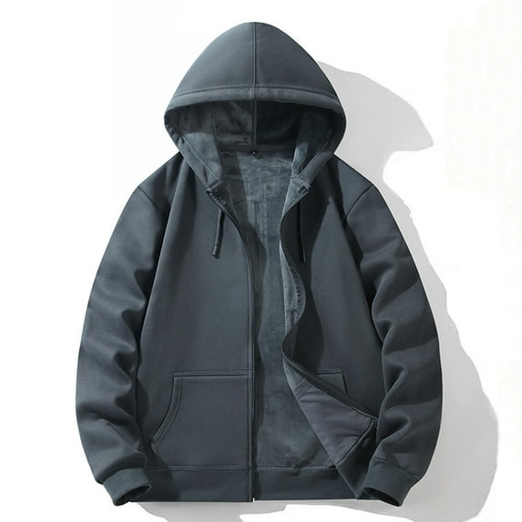 DAFPZW Men's Full Zipper Loose Fit Solid Color Cardigans Sweatshirt Long Sleeve Hooded Sweatshirts Casual Fall Hoodies