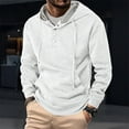thumbnail image 1 of DAFPZW Men's Hooded Sweatshirt Casual Long Sleeve Button Down Neck Textured Pullover Hoodies Trendy Sweatshirt with Pockets, 1 of 7