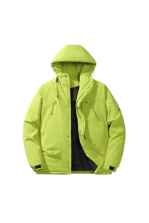 Men's Insulated Thermal Puffer Jacket with Hood Winter Warm Windproof Coat Outdoor Casual Winter Outerwear