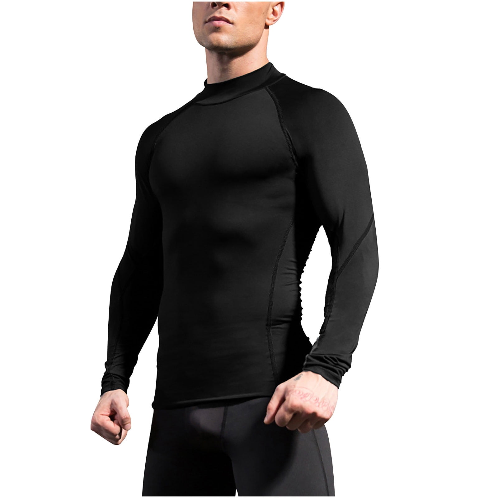 DAFPZW Men's Long Sleeve Compression Shirts, Mock Neck Athletic
