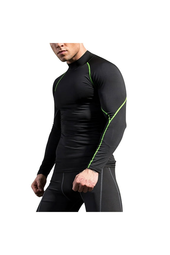 Men's Long Sleeve Compression Shirts, Mock Neck Athletic Workout T Shirt, Rash Guard Base Layer Undershirt Tops