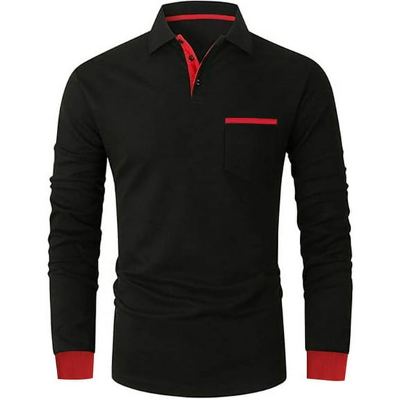 DAFPZW Men's Long Sleeve Golf Shirts Contrasting Colors Design Golf T-Shirt Casual Shirts