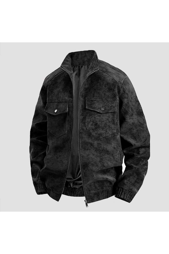 Men's Loose Faux Leather Jacket Zip-Up Motorcycle Bomber Jackets 90S Vintage Biker Racing Jackets Windproof