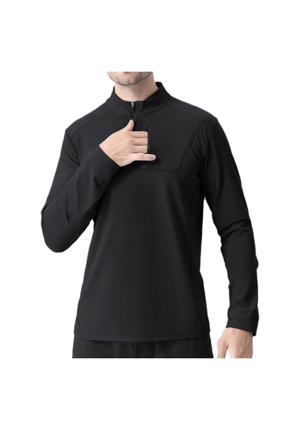 Men's Quarter Zip Pullover Fleece Lined Long Sleeve 1/4 Zip Golf Shirt Athletic Running Fishing Sweatshirts