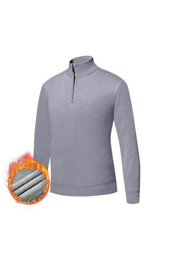Men's Quarter Zip Shirts Solid Color Casual Long Sleeve Knit Mock Neck Sweaters Pullover Fall Winter Trendy Jumper