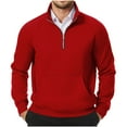 thumbnail image 1 of DAFPZW Men's Quarter Zipper Sweatshirt Long Sleeve Pullover Dressy Casual Fleece Lined Thermal Sweater with Kangaroo Pocket, 1 of 8