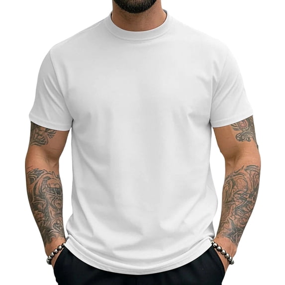 DAFPZW Men's Short Sleeve T-Shirts Solid Color Basic Tees Shirts Summer Tops Quick Dry Sports Casual Crew Neck Tshirts