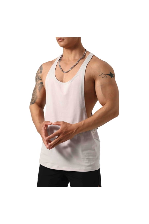 Men's Stringer Tank Tops Summer Y-Back Bodybuilding Muscle Sleeveless T-Shirts Gym Fitness Tee Shirts