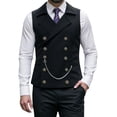 thumbnail image 1 of DAFPZW Men's Stylish Double-Breasted Dress Vest Groomsman Wedding Formal Waistcoat Tuxedo Business Prom Suits Vest, 1 of 9