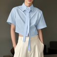 thumbnail image 1 of DAFPZW Men's Summer Short Sleeve Button Down Crop Shirt Loose Fit Casual Shirt Solid Color Collar Neck Clubwear Cropped Tops, 1 of 9
