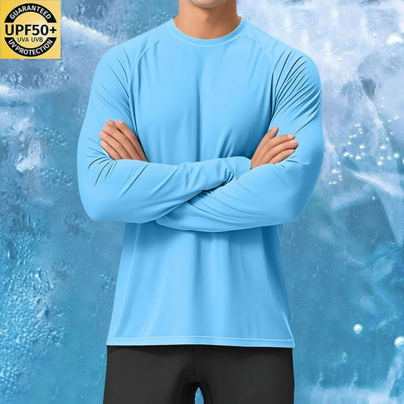 DAFPZW Men's UPF 50+ Sun Protection UV SPF Shirts Long Sleeve Lightweight Quick Dry Swim T-Shirts Rash Guard