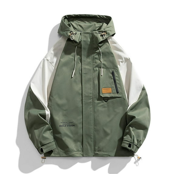 DAFPZW Men's Varsity Jacket Zipper Color Block Windbreaker Jackets Long Sleeve Coats Streetwear
