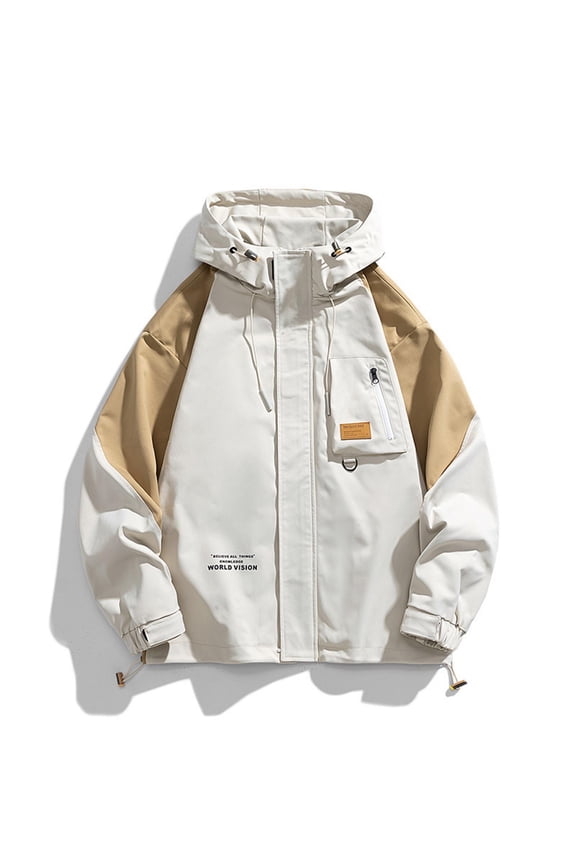 Men's Varsity Jacket Zipper Color Block Windbreaker Jackets Long Sleeve Coats Streetwear