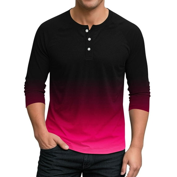 DAFPZW Mens 3/4 Sleeve Shirts Casual Gradient Color Loose Pullover Graphic Tee Shirts Fall Fashion Athletic Sweatshirt