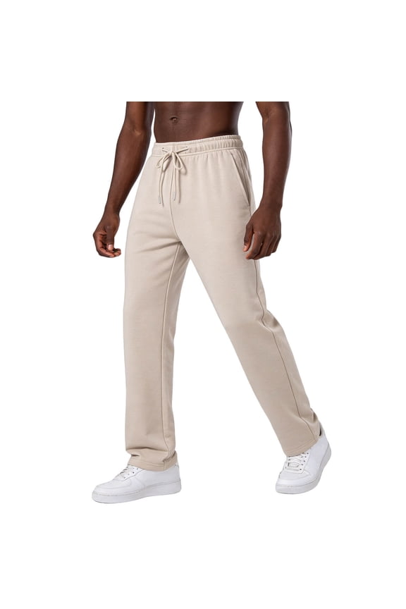 Mens Baggy Bootcut Sweatpants Wide Leg Flared Stretch Elastic Waist Drawstring Cotton Joggers Workout Casual Pants
