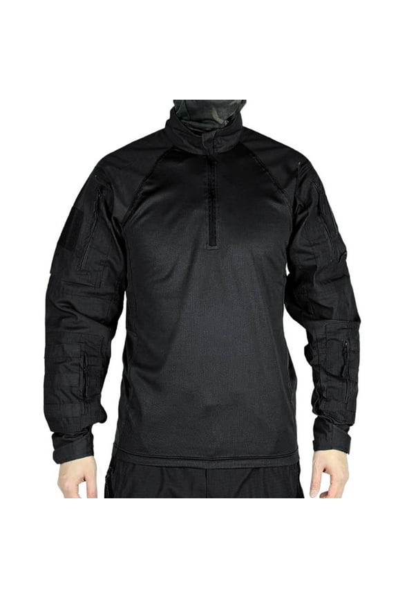 Mens Camo Tactical Combat Shirt Lightweight Military Sweatshirts Quarter Zip Outdoor Tactical Muscle Training Shirt