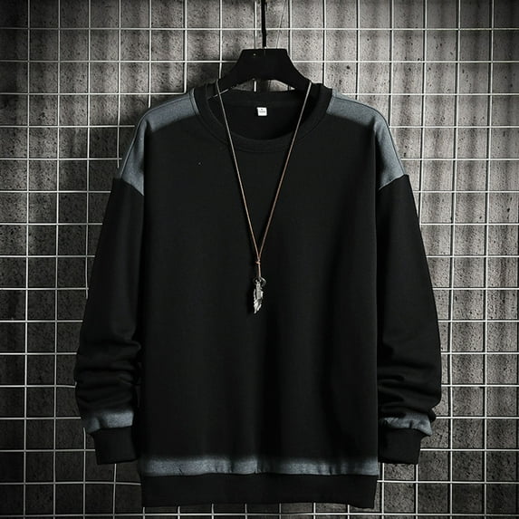 DAFPZW Mens Color Block Sweatshirt Crewneck Patchwork Shirts Casual Loose Workout Pullover Top Y2K Hip Hop Streetwear