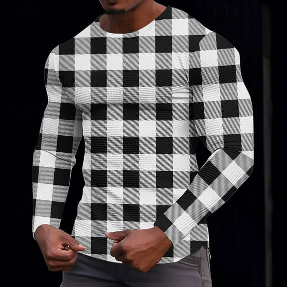 DAFPZW Mens Cotton Knit Tops Thermal Long Sleeve Tee Shirts Striped Color Block Boyfriend Birthday Plus Size Tops
