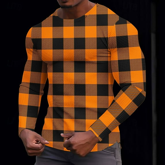 DAFPZW Mens Cotton Knit Tops Thermal Long Sleeve Tee Shirts Striped Color Block Boyfriend Birthday Plus Size Tops