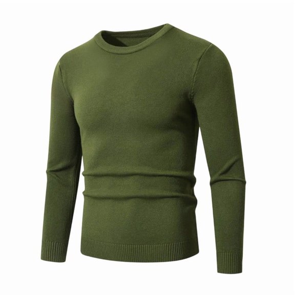 DAFPZW Mens Crewneck Sweater Pullover Knit Sweater Lightweight Solid Color Jumper Tops with Ribbing Edge