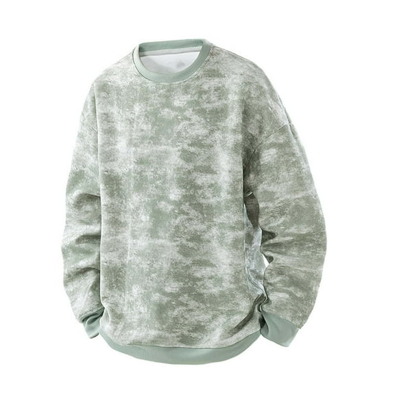 DAFPZW Mens Crewneck Sweatshirt Fall Fashion Tie Dye Pullover Shirts Oversized Long Sleeve Casual Tee Tops