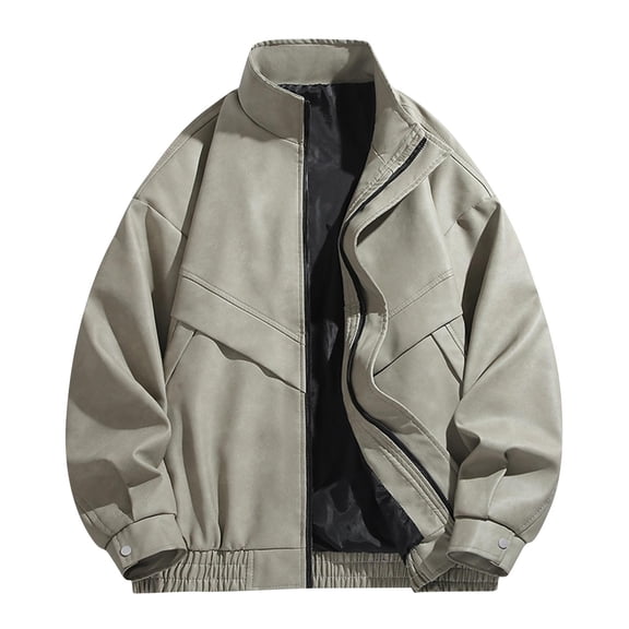 DAFPZW Mens Fashion Faux Leather Jackets Vintage Motorcycle Jacket Zip Up Stand Collar Long Sleeve Biker Coats