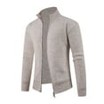 thumbnail image 1 of DAFPZW Mens Full Zip Coats Warm Soft Long Sleeve Solid Color Fashion Jackets Stand Collar Fall Winter Outerwear Outfits, 1 of 5
