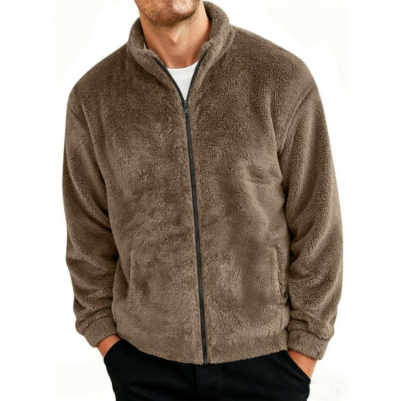 DAFPZW Mens Fuzzy Sherpa Fleece Jackets Lapel Full Zip Up Long Sleeve Cozy Coats Fall Winter Warm Coat Fashion 2025
