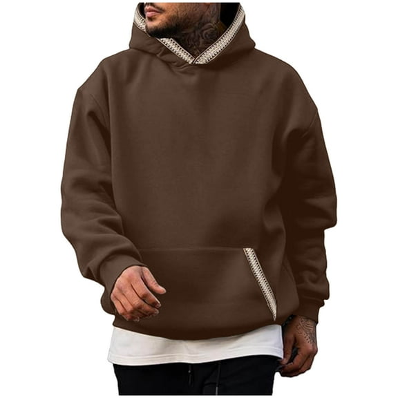 DAFPZW Mens Hoodies Pullover Casual Cotton Fleece Hooded Sweatshirts Long Sleeve Drawstring Pullover Shirts