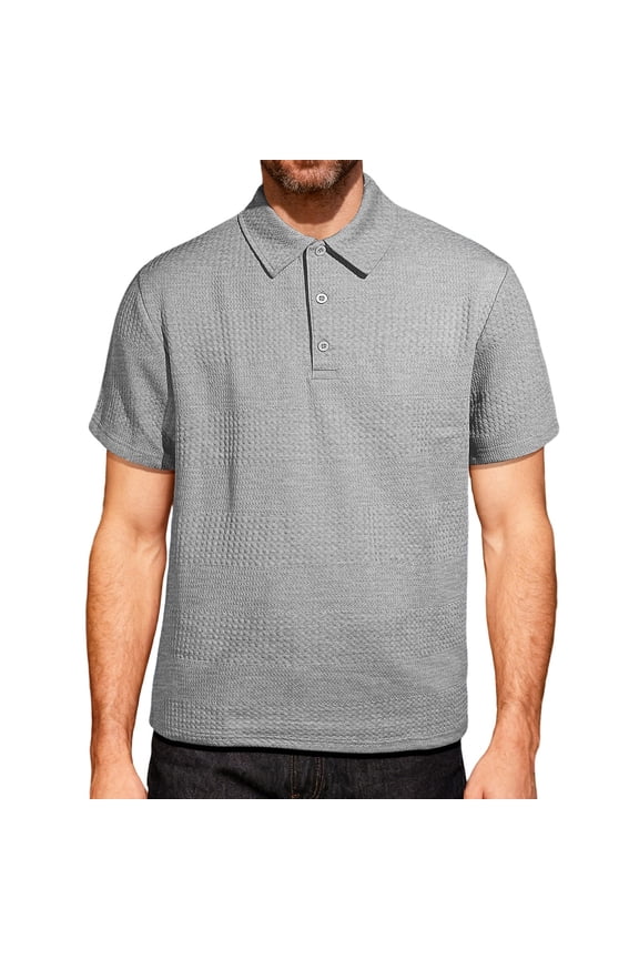 Mens Knit Golf Shirts Short Sleeve Vintage Sweater Summer Casual Shirts Texture Knitted Pullover Tees Tops