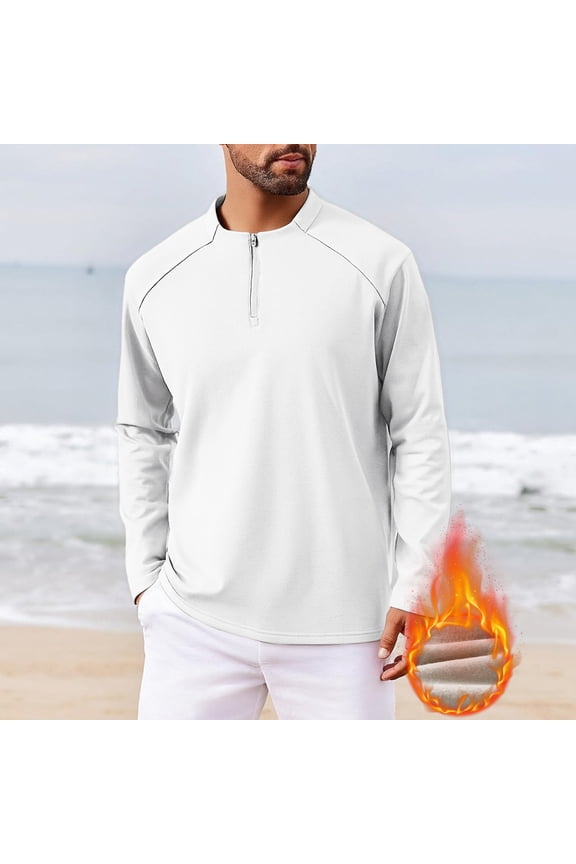 Mens Long Sleeve Athletic Shirts Quarter Zip Fleece Lined Lightweight Performance Golf Pullover