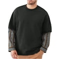 thumbnail image 1 of DAFPZW Mens Long Sleeve Tee Shirts Fake Two Pieces Crew Neck Shirt Spring Fall Loose Casual Streetwear T-Shirt Basic Tops, 1 of 3