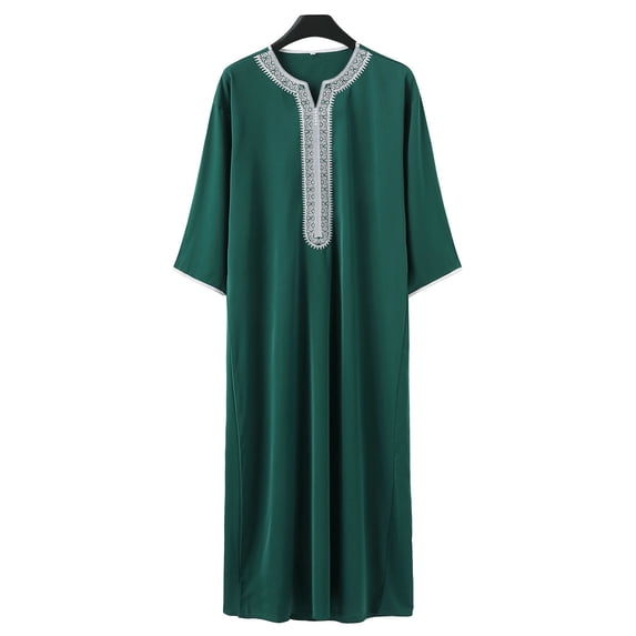 DAFPZW Mens Muslim Middle Arab Casual Long Sleeve Loose Hood Big and Tall Long Gown Dress Muslim Kaftan Thobe