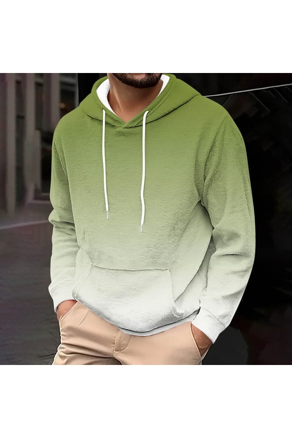 Mens Oversized Flannel Hoodie Ombre Graphic Hip Hop Long Sleeve Streetwear Fall Unisex Casual Hoodies with Pockets