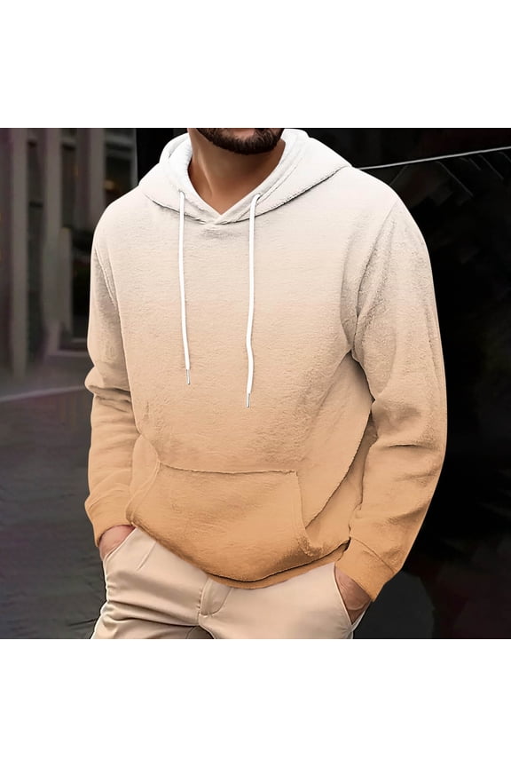 Mens Oversized Flannel Hoodie Ombre Graphic Hip Hop Long Sleeve Streetwear Fall Unisex Casual Hoodies with Pockets