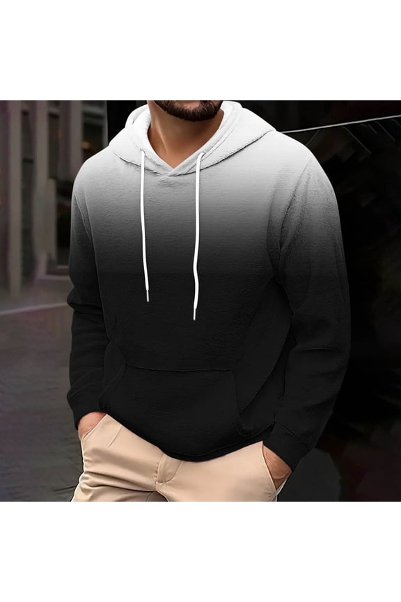 Mens Oversized Flannel Hoodie Ombre Graphic Hip Hop Long Sleeve Streetwear Fall Unisex Casual Hoodies with Pockets