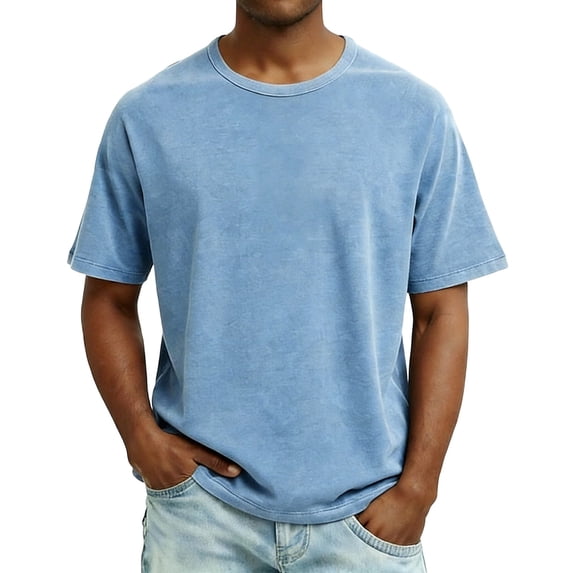DAFPZW Mens Oversized T-Shirts Vintage Cotton Acid Wash Lightweight Loose Fit Tees Shirts Unisex Crew Neck Basic Tops