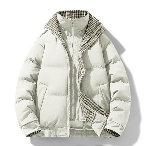 DAFPZW Mens Puffer Jacket Packable Zip Up Stand Collar Quilted Puffer Coats Big and Tall Parka Jackets