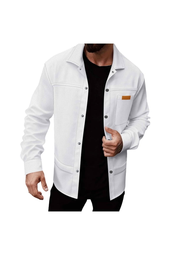 Mens Shacket Lightweight Button Down Long Sleeve Sweater Jackets Tactical Military Quilted Shacket Overshirts