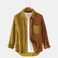 thumbnail image 1 of DAFPZW Mens Shacket Patchwork Long Sleeve Button Down Corduroy Shirts for Men, 1 of 3